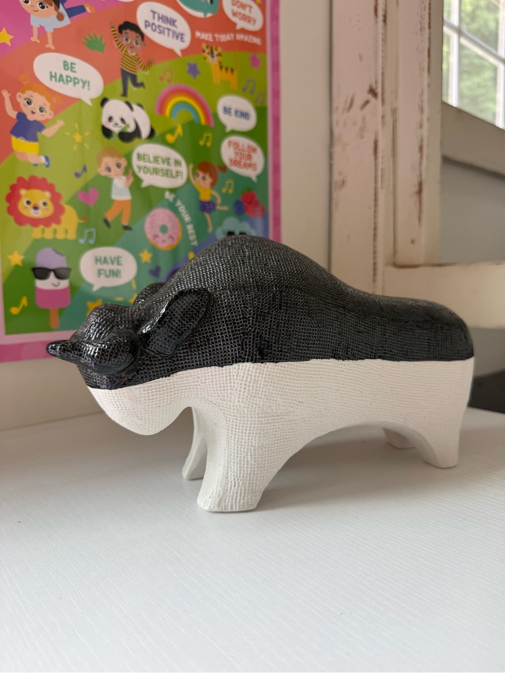 MCM Bitossi Style Bull Ceramic Glazed Animal Figure Home Decor Mid Century Black